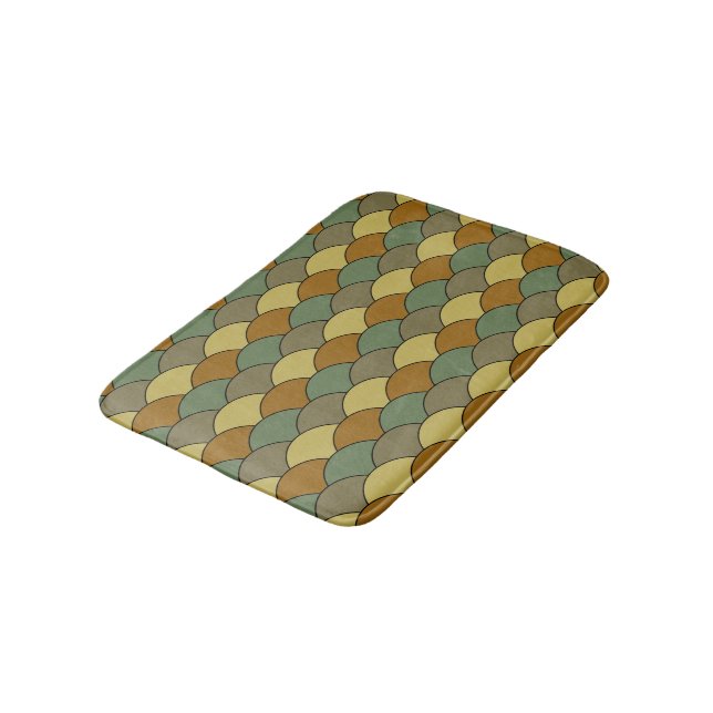 Tapis De Bain Écailés de dragon, éventails, vagues, Seigaiha, ca (Angle)