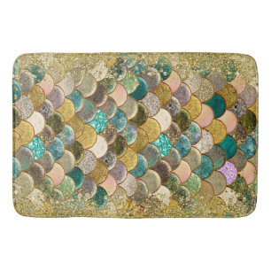 Tapis De Bain Écaille de Sirène Multi Couleur Paillettes Glamour