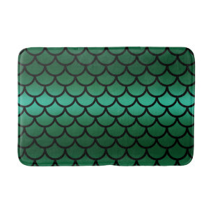 Tapis De Bain Écaille de sirène verte et noire Poisson de fantai