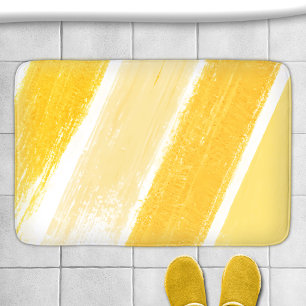 Tapis De Bain Échantillon de peinture rayé ivoire ocre jaune