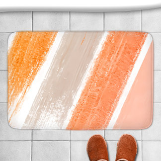 Tapis De Bain Échantillon de peinture rayé orange beige rose