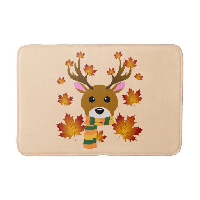 Tapis De Bain Écharpe d'automne cerf feuilles d'érable (Devant)