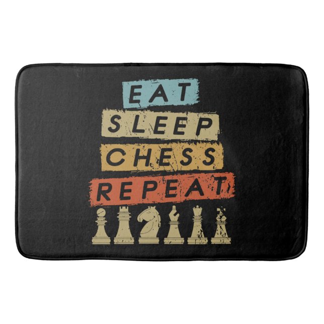 Tapis De Bain Échecs - Mangez le sommeil Échecs Répéter (Devant)