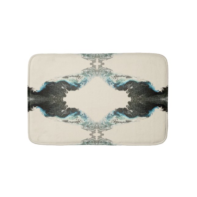 Tapis De Bain Échos de marée — Motif abstrait d'encre fluide (Devant)