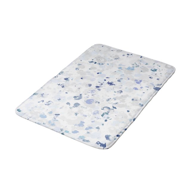 Tapis De Bain Éclaboussure grise et bleue vive (Angle)