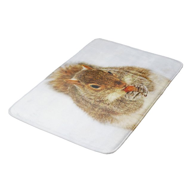 Tapis De Bain Écureuil Mangeant du maïs (Angle)