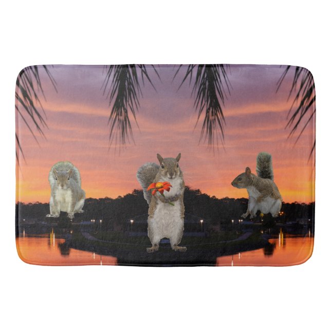 Tapis De Bain Écureuils mignons au coucher du soleil (Devant)