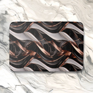 Tapis De Bain Effet 3D Abstrait noir, argent et cuivre