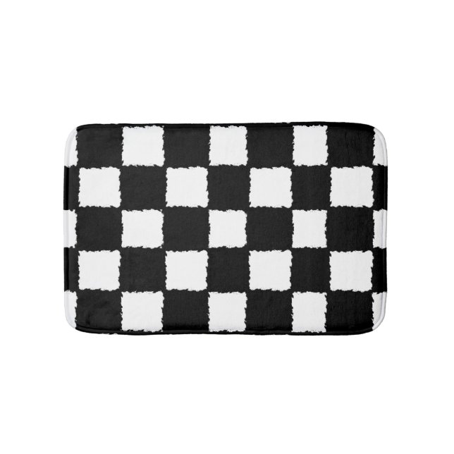 Tapis De Bain Effet Checkered noir et blanc d'éclaboussure (Devant)