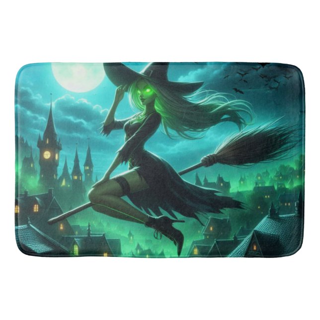 Tapis De Bain Éffrayante verdure Halloween sorcière (Devant)