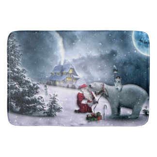 Tapis De Bain Église Santa Claus et Polar Bear