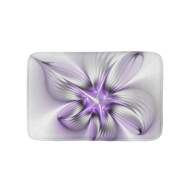 Tapis De Bain Élégance florale Art Abstrait Violet Fractal moder (Devant)