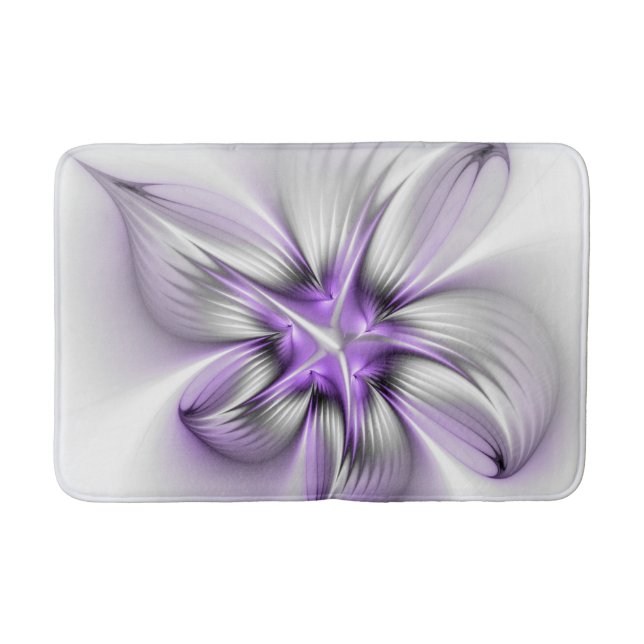 Tapis De Bain Élégance florale Art fractal violet abstrait moder (Devant)