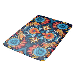 Tapis De Bain Élégance Florale Bohème Colorée : Mandala Vibrant