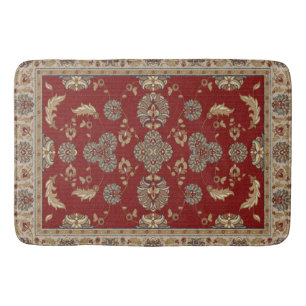 Tapis De Bain Élégance intemporelle Tissu classique rouge et bei