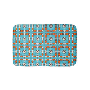 Tapis De Bain Elégance moderne Bleu Orange Blanc Azulejos Carrel