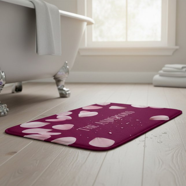 Tapis de bain élégant à pétales roses (Créateur téléchargé)