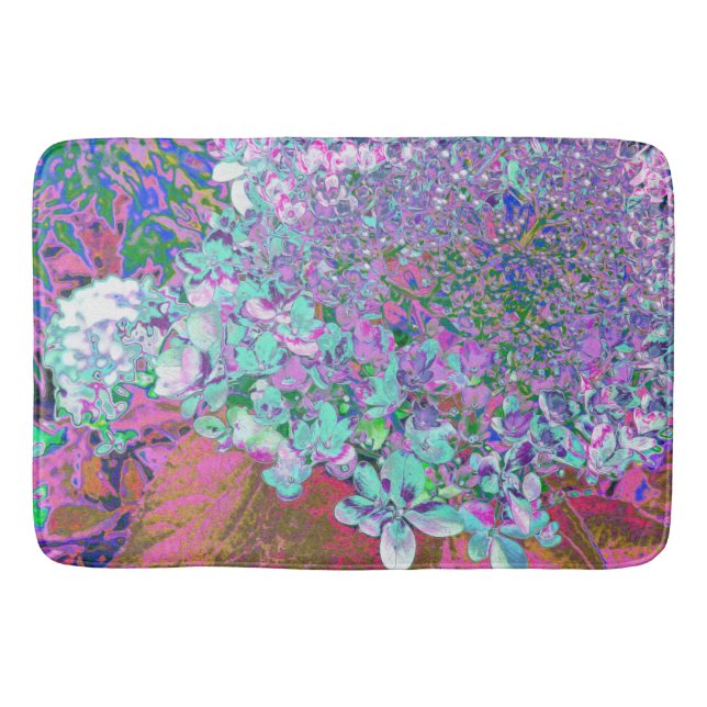 Tapis De Bain Elegant Aqua et Purple Limelight Hydrangea Détail (Devant)