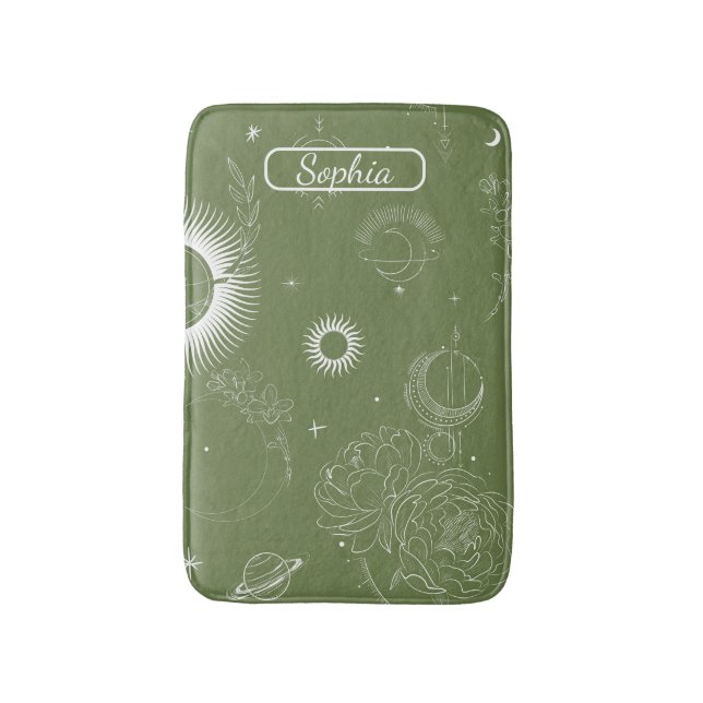 Tapis De Bain Elégant Art de forme verte bio pour cadeaux (Devant (Vertical))