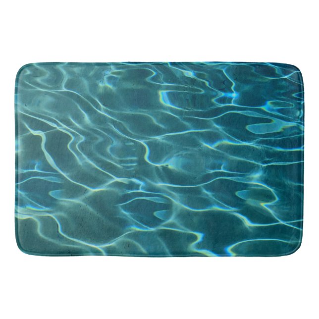 Tapis De Bain Elégant bleu eau turquoise motif vagues de lac océ (Devant)