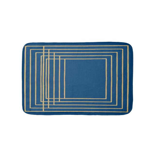 Tapis de bain élégant bleu et or (Devant)