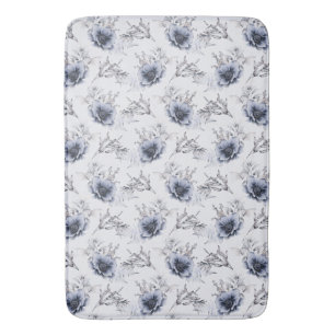 Tapis De Bain Élégant bleu floral