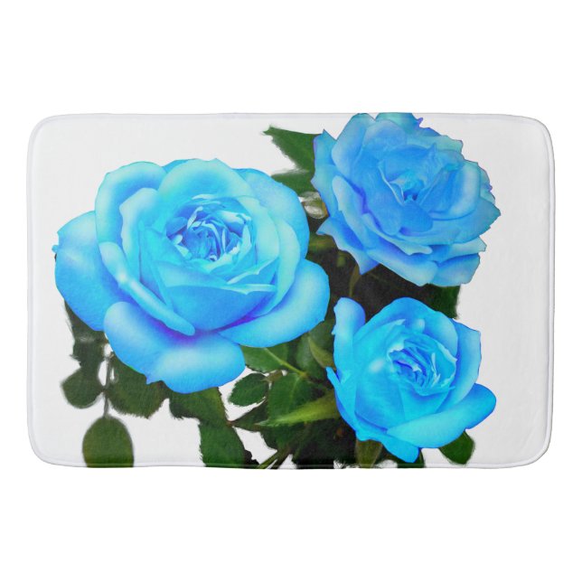 Tapis De Bain Elégant bleu turquoise rose bleu floral bleu fleur (Devant)