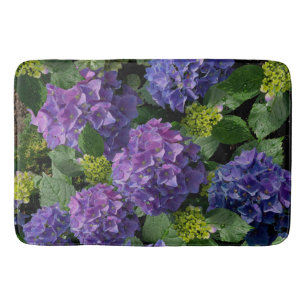 Tapis De Bain Elégant bleu violet magenta vert hydrangée florale