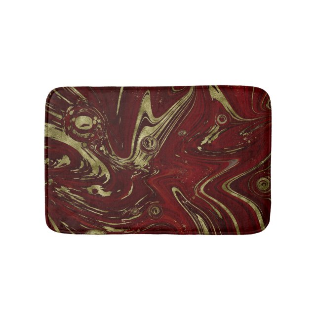 Tapis De Bain Élégant bracelet en marbre rouge et or moderne (Devant)