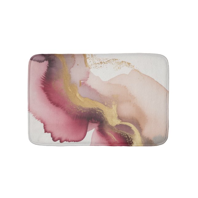 Tapis De Bain Elegant Burgundy and Gold Watercolor Art (Devant)