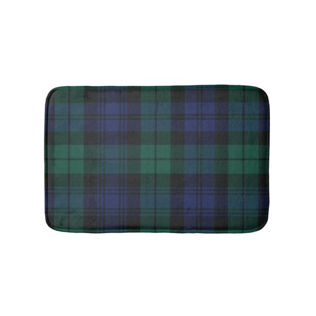 Tapis De Bain Élégant Carreaux Classique Tartan Vert Rustique (Devant)
