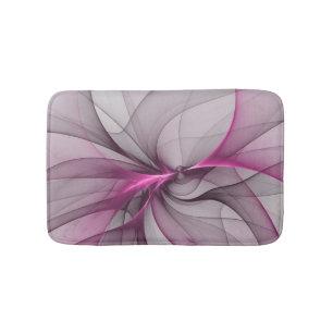 Tapis De Bain Élégant Chaos Moderne Art Fractal Abstrait Rose