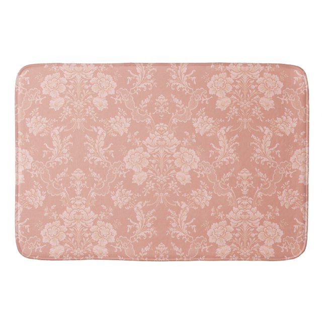 Tapis De Bain Elegant Chic Floral Damask-Peach (Devant)