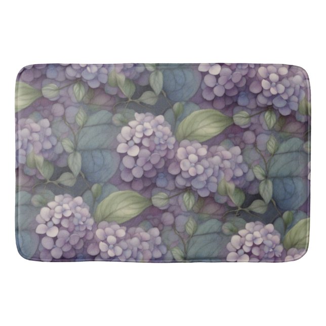 Tapis De Bain Elégant chic pourpre pourpre chic aquarelle fleuri (Devant)