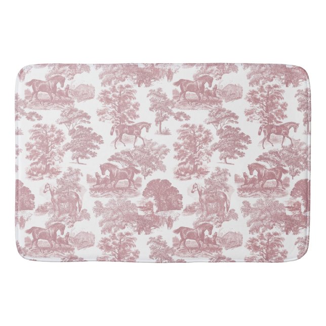 Tapis De Bain Elégant Chic Rose Rustique Horses Toile (Devant)