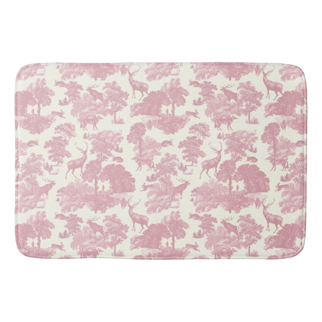 Tapis De Bain Elégant Chic Rose Toile Cerf Boodland (Devant)