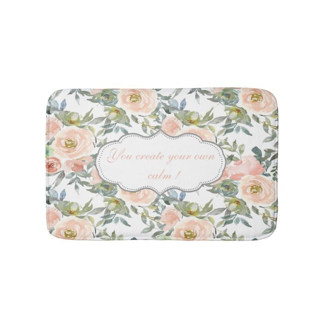 Tapis De Bain Élégant Chic  Roses, Message de Motivation (Devant)