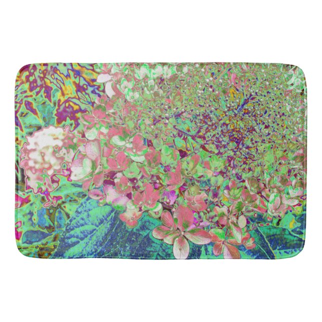 Tapis De Bain Élégant Corail et Chartreuse Limelight Hydrangea (Devant)