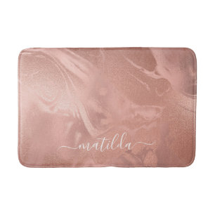 Tapis De Bain Élégant cuivre moderne rose gold marble look