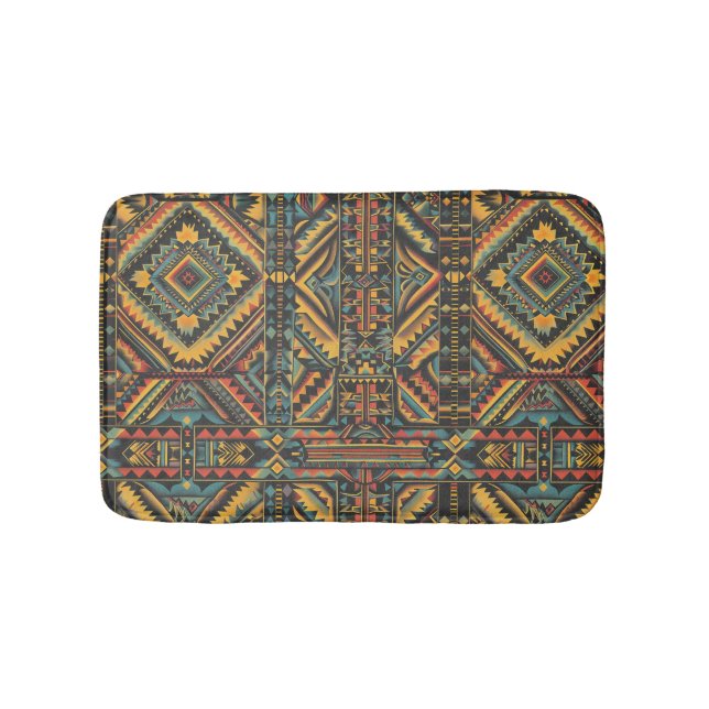 Tapis De Bain Elégant Cyan "Centuries-Old Geometry Elegance" Pl (Devant)