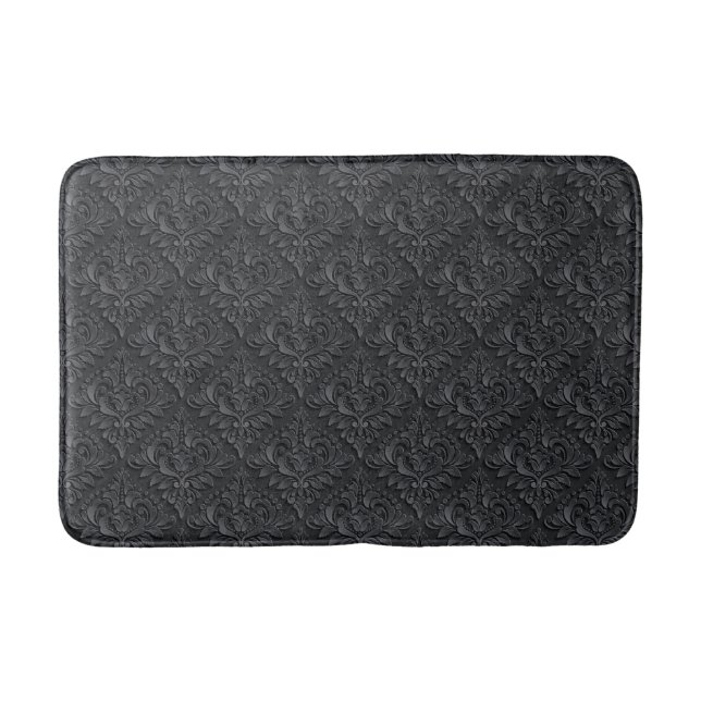 Tapis De Bain Élégant Damas en noir (Devant)