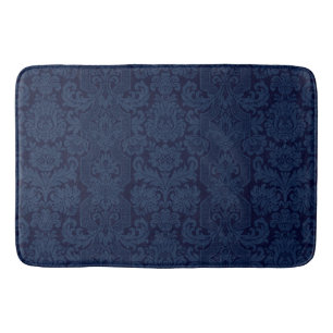 Tapis De Bain Élégant Damas victorien bleu orné