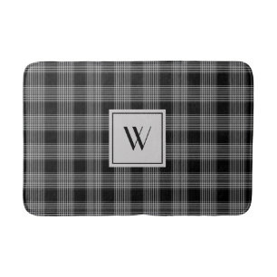 Tapis De Bain Élégant damier monochrome à carreaux avec monogram