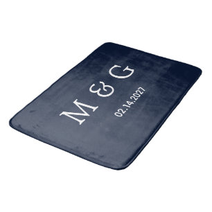Tapis de bain élégant date monogramme personnalisé