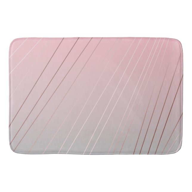 Tapis De Bain Elégant dégradé rose gris motif or rose (Devant)