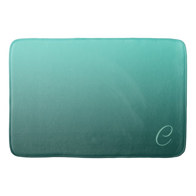 Tapis De Bain Élégant dégradé Turquoise avec monogramme personna (Devant)
