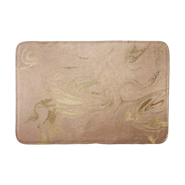 Tapis De Bain Elégant doré moderne et marbre d'or rose (Devant)