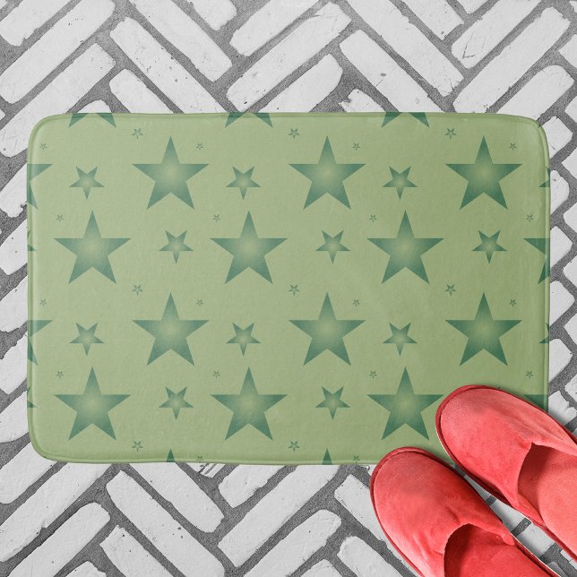 Tapis De Bain Élégant et élégant Olive Stars sur Sage Green (Créateur téléchargé)