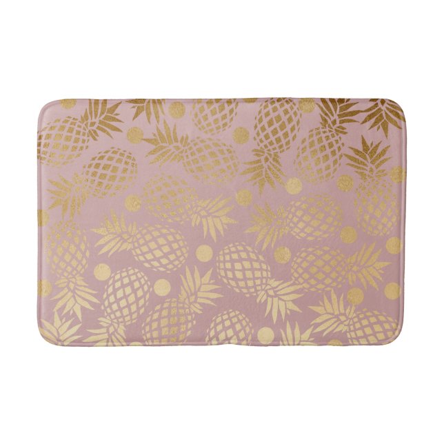 Tapis De Bain élégant feuille d'or ananas pois motif (Devant)
