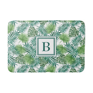 Tapis De Bain Élégant Feuille Monogram Palm Motif